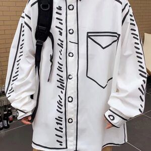 Graphic Black & White Pop art Button-Up Shirt